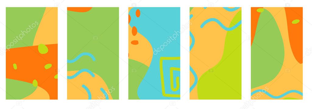 Colored intersecting spots. Design templates for social media stories. Vector set of abstract backgrounds with copy space for text or photo frames.