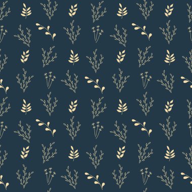 Monokrom. Dikişsiz desen. Basit düz çiçek motif. Yaprakları ile twigs. Kumaşlar, duvar kağıtları, albüm kapakları, telefon Kılıfları için uygundur. Vektör