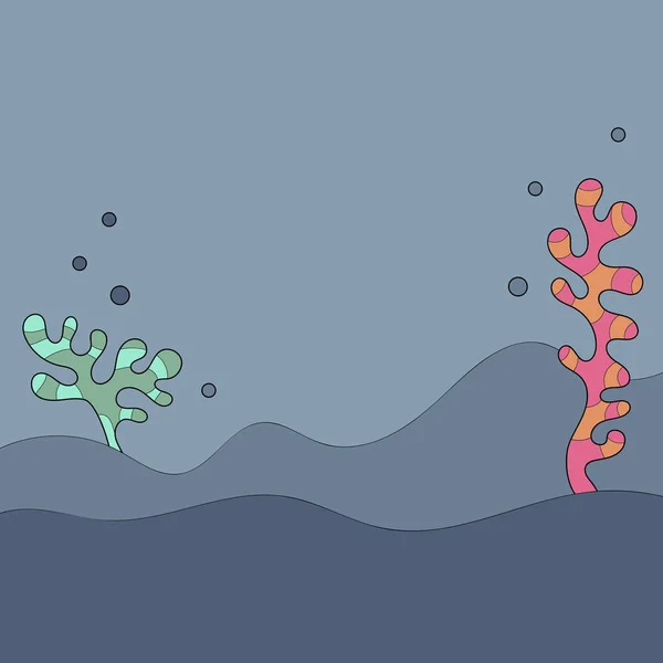 Monde sous-marin des plantes marines. Fond dessiné à la main avec des éléments Doodle — Image vectorielle