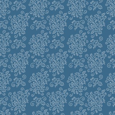 Vektör Dikişsiz arka plan, mavi bir arka plan üzerinde narin beyaz çiçek buketleri, kumaşlar için baskılar