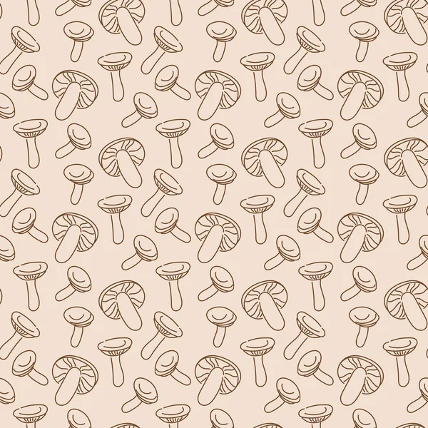 Mantar ile el çizilmiş dikişsiz desen. Grafik vektör illüstrasyon. pastel renk. Organik vejetaryen ürün