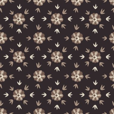 Dikişsiz çiçek geometrik desen. Minimalist elemanları ile Düz Botanik süs. Basit vektör .