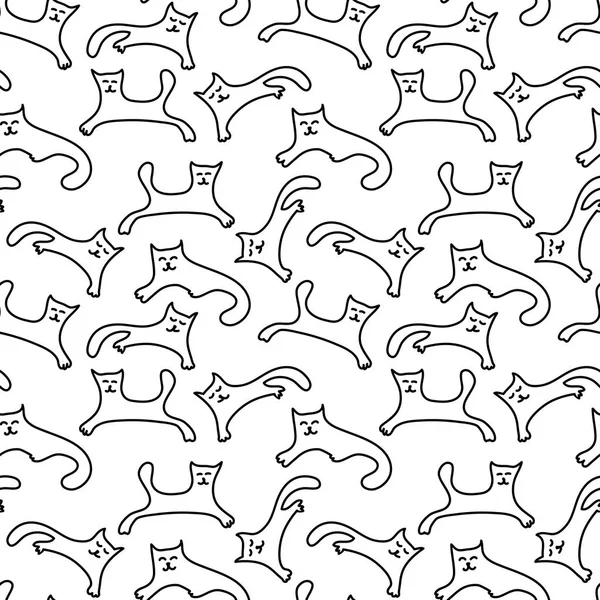 Cute cats in different poses, seamless pattern . Adorable kitten Kawaii animals illustration. — Stock Vector