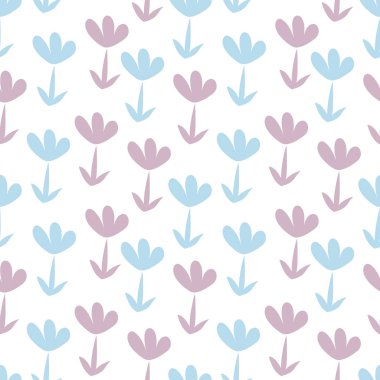 El çizilmiş çiçekler, Botanik illüstrasyonlar, çiçek elemanları, yinelenen arka plan ile Vektör dikişsiz arka plan