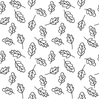 Beyaz arka plan üzerinde dikişsiz desen . Elle çizilmiş yaprak dokusu. Vektör çizimi.