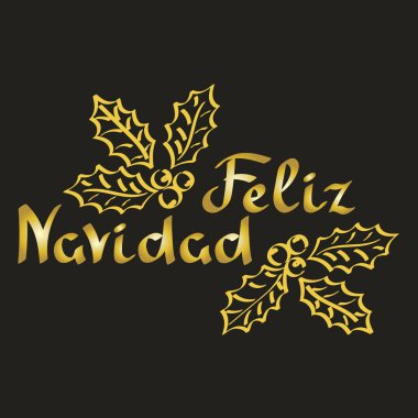 Feliz Navidad. İspanyolca mutlu Noeller ifade. Elle çizilmiş harfler,