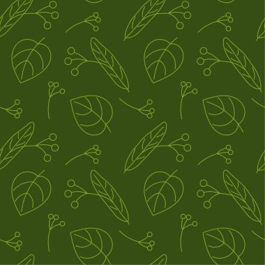 Kusursuz desen. Meyve ve Ihlamur yaprakları, vektör illüstrasyon