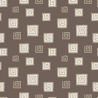 Salyangozun kare spiral şekli. Elle çizilmiş kusursuz vektör arkaplanı.