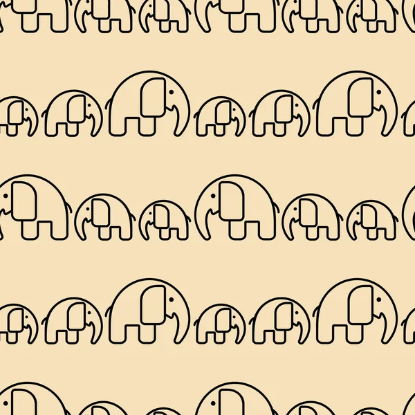 Enfärgad sömlös bakgrund, söta stora och små elefanter, mesh. — Stock vektor