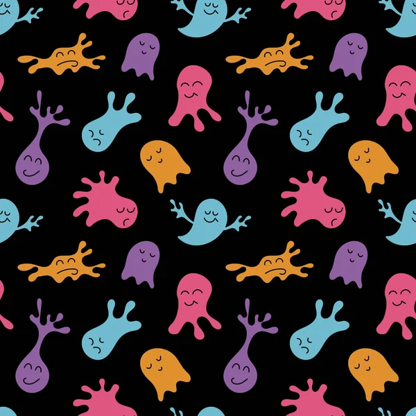 Leuke grappige cartoon kleurrijke monsters voor kinderen. Naadloos patroon. Vector illustraties — Stockvector