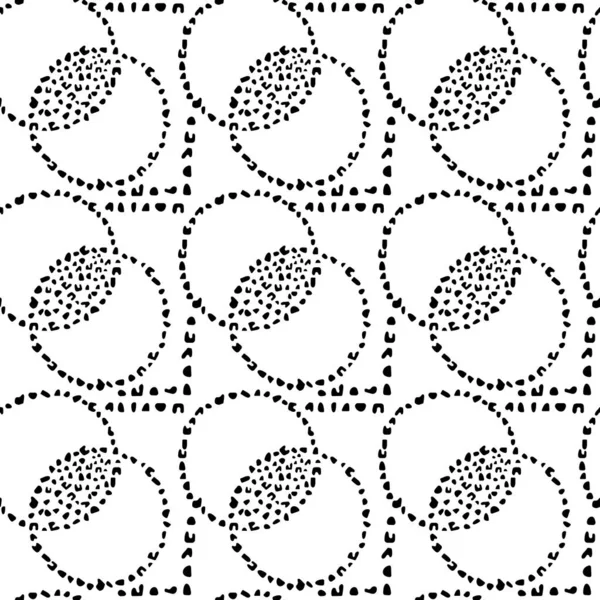 Imitation Terrazzo, Kreise abstrakter Formen. nahtloser Hintergrund, Oberflächengestaltung. Vektorillustration. schwarz-weiß. — Stockvektor