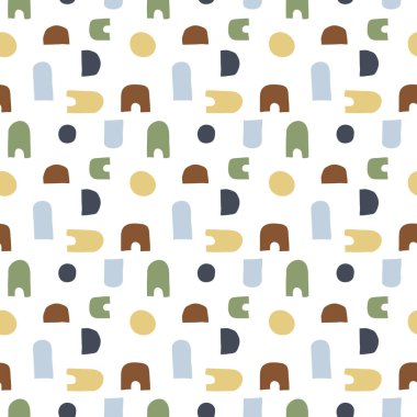 Çizilmiş geometrik elementlerin, soyut şekillerin soyut ve pürüzsüz arkaplanı. Kumaş ve diğer yüzeyler için