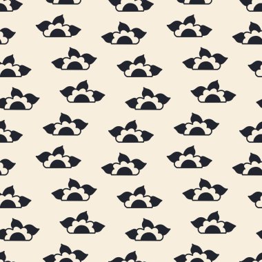 Minimalist kompozisyon, çiçekler ve yapraklar, monokrom. Grafikler. Kusursuz desen