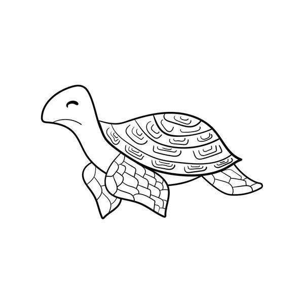 Розмальовка Ручна Мальована Тераса Водяна Черепаха Графічний Стиль Монохромні Прості — стоковий вектор