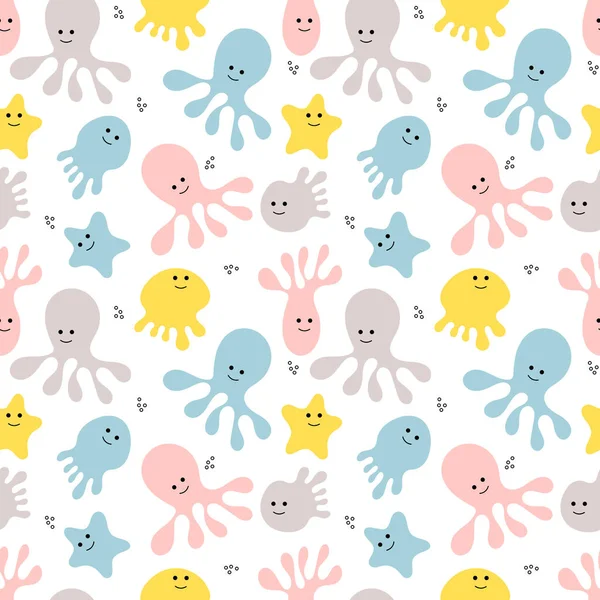 Deniz hayatı. Karalama deseni yok. Vektör illüstrasyonu.