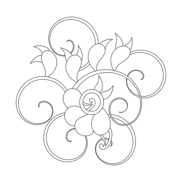 Fantástico patrón para páginas para colorear anti-estrés. Doodle elementos de diseño de arte. Flores y hojas estilizadas, Mehendi . — Vector de stock