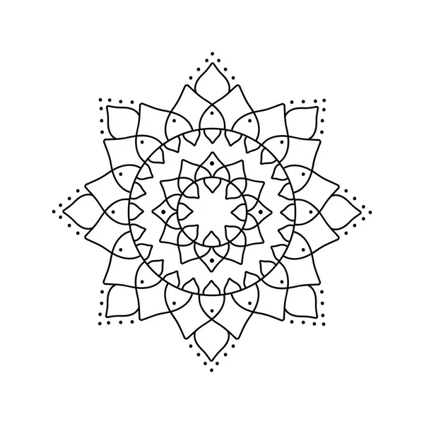 圆花曼达拉 矢量曼陀罗东方图案 手绘装饰元素 黑人和白人 简单的着色 设计元素 印在T恤衫上 — 图库矢量图片
