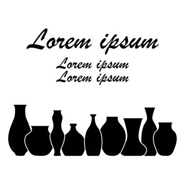 Pottery düz vektör sınırı. El yapımı seramik vazo ve tencere. Çömlek hobisi. Stüdyo ya da dükkan için pankart. Yatay format. Metin için boşluk