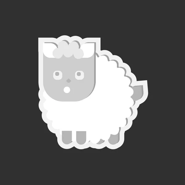 Sticker Tête Agneau Mouton Icône Mignon Personnage Bébé Kawaii Design — Image vectorielle