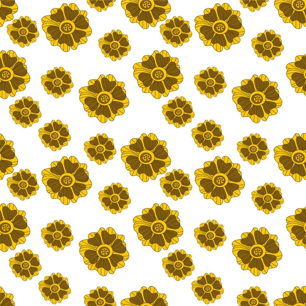 Motif Floral Sans Couture Dessiné Main Fleurs Automne Sur Fond — Image vectorielle