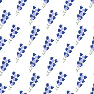 Beyaz arka planda çan şeklinde çiçekleri olan kusursuz bir desen. Kumaş için elle çizilmiş vektör çizimi.