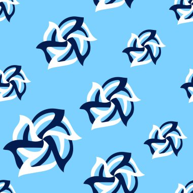 Parlak, soyut şekilli figürlerin, tuhaf bağcıkların, düğümlerin kusursuz bir deseni. Yüzey tasarımı için vektör arkaplanı.