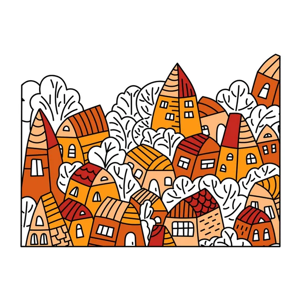 Casas Dibujos Animados Dibujados Mano Pintadas Casas Campo Casas Campo — Vector de stock