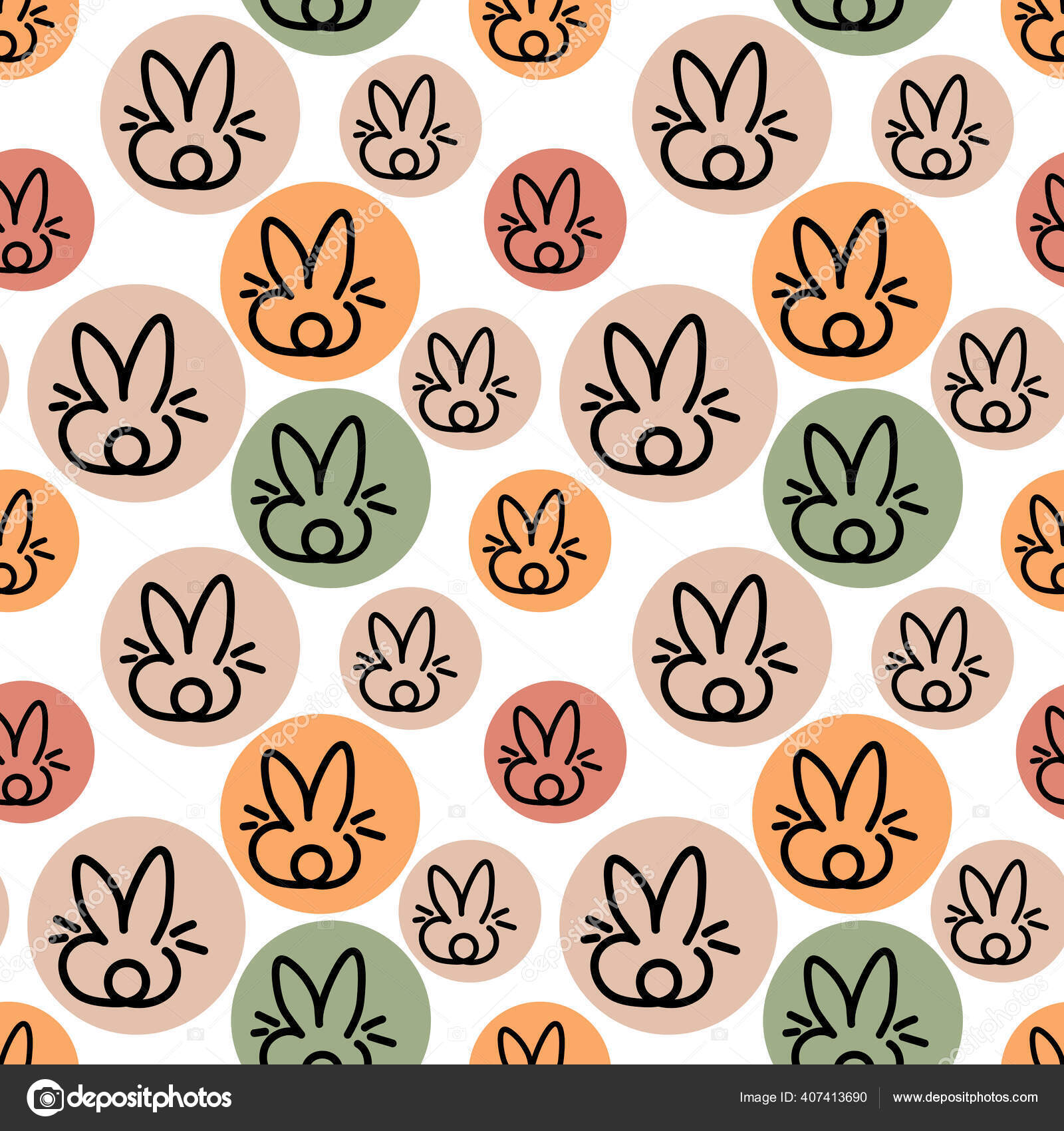 Polkaドットとかわいいウサギとシームレスな背景 子供の生地 包装紙のために 手描きベクトルイラスト ストックベクター C Axenova N Yandex Ru