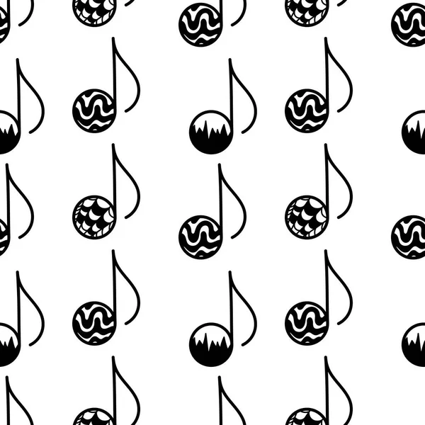 Modèle Musique Sans Couture Noir Blanc Notes Avec Motif Sur — Image vectorielle