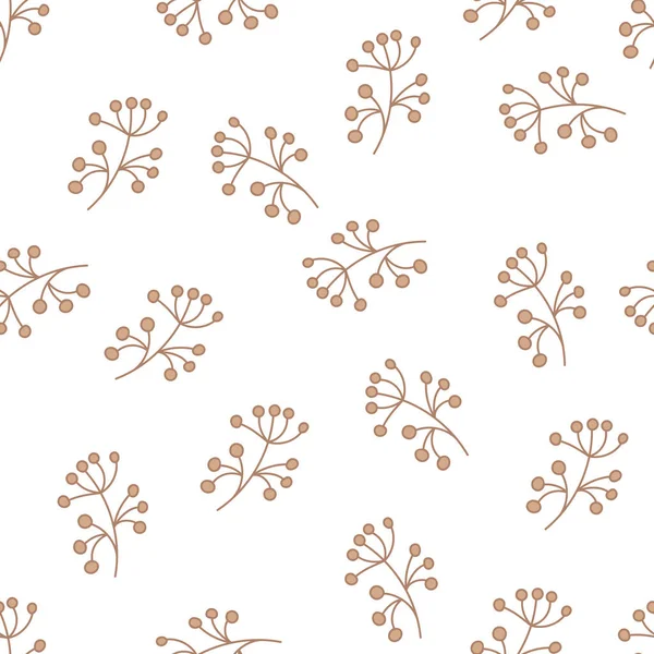 Nahtloses Muster mit Beeren. Botanischer Hintergrund auf weiß. Monochrom elegante Vektorflorale Muster für Stoff — Stockvektor