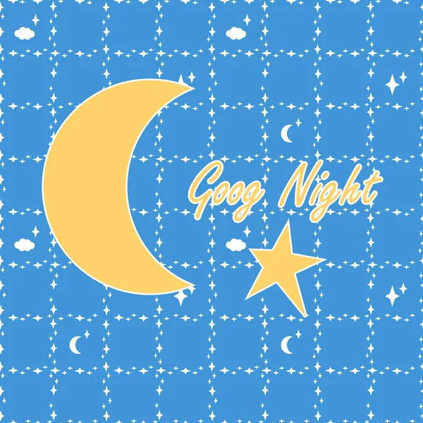 Dobrej Nocy Księżyc Gwiazdy Chmury Ilustracja Wektorowa Kartek Życzeniami Plakatów — Wektor stockowy