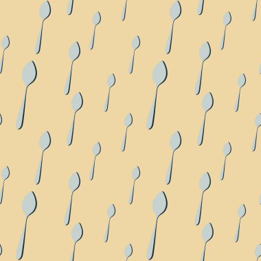 Çatal bıçak takımının silueti. Düz dizayn tarzında kusursuz desen. Mutfak aletleri. Vektör illüstrasyonu.