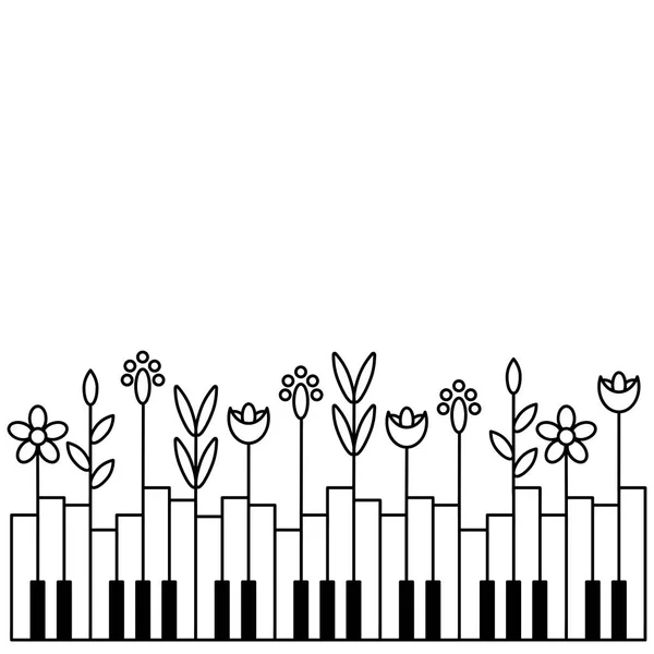 Frontière Festival Musique Concept Vectoriel Aménagement Avec Touches Piano Plantes — Image vectorielle