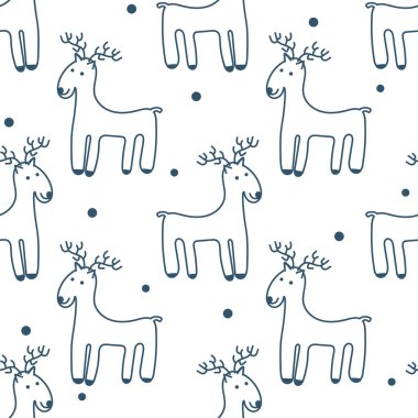 Geyik Vektörü kusursuz desen, Doodle çizimi. Bebek dokusu, duvar kağıdı ve diğer yüzeyler için tek renk..