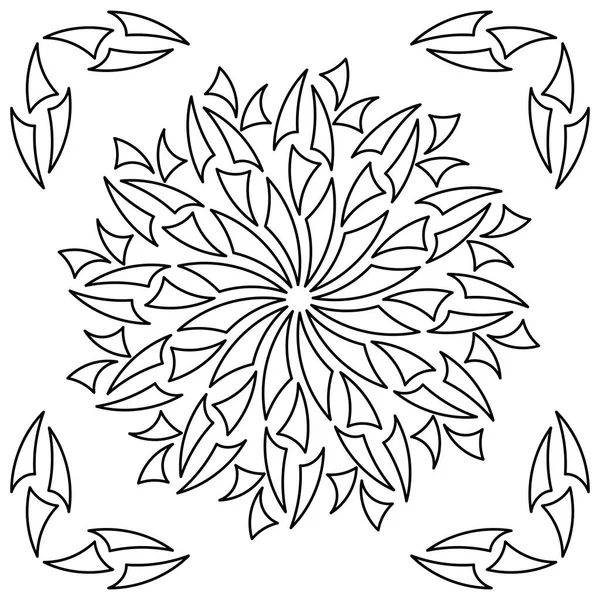 Vector Schöne Monochrom Gemusterte Gestaltungselemente Vector Handgezeichnetes Original Mandala Blume — Stockvektor