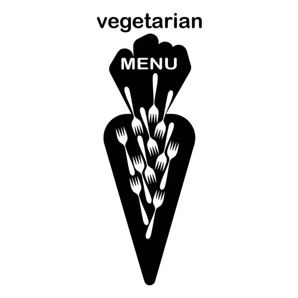 Comida Vegetariana Etiqueta Del Producto Vegano Menú Vegetariano Zanahorias Tenedores — Archivo Imágenes Vectoriales