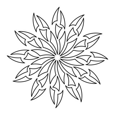 Vector Beautiful Monochrome Contour Design Element. Vektör eli çizilmiş Orijinal Mandala.