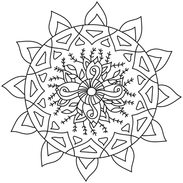 Vector Botanische Vorm Mandala Met Hand Getekend Illustratie Zwart Wit — Stockvector