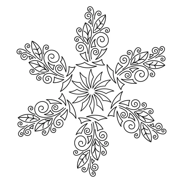 Mandala Étnico Floral Blanco Negro Flor Elemento Redondo Para Diseño — Archivo Imágenes Vectoriales
