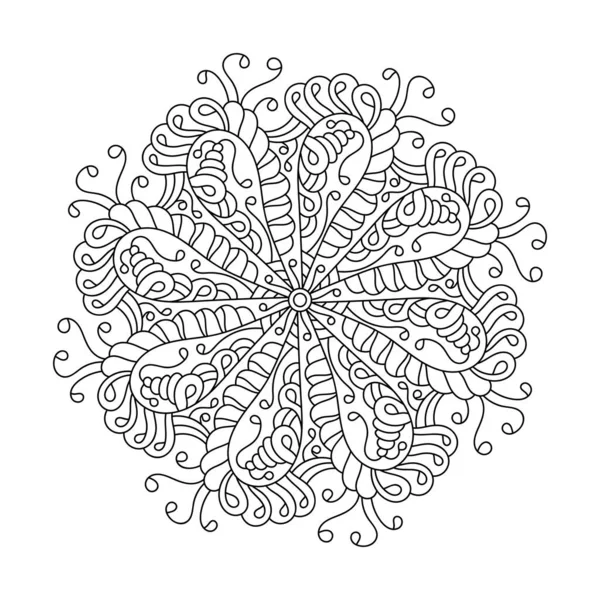 민족적 동양식으로 장식용 장식인 만다라의 흰색으로 꽃무늬 Coloring Book Page — 스톡 벡터