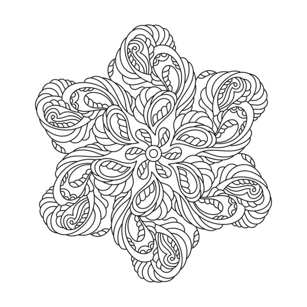 Mandala Çiçek Stres Karşıtı Boyama Kitabı Sayfasının Yıldızı Paisley Diğer — Stok Vektör