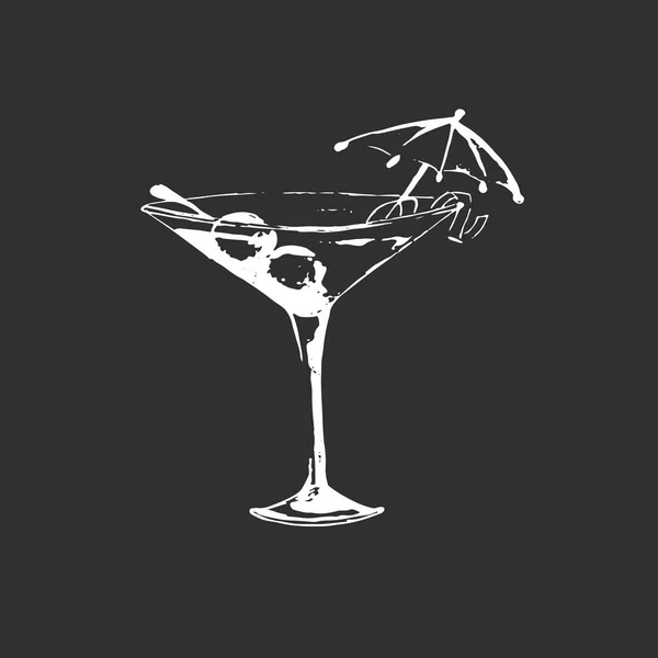 Martini glass with olives and umbrella. — Stock Photo, Image