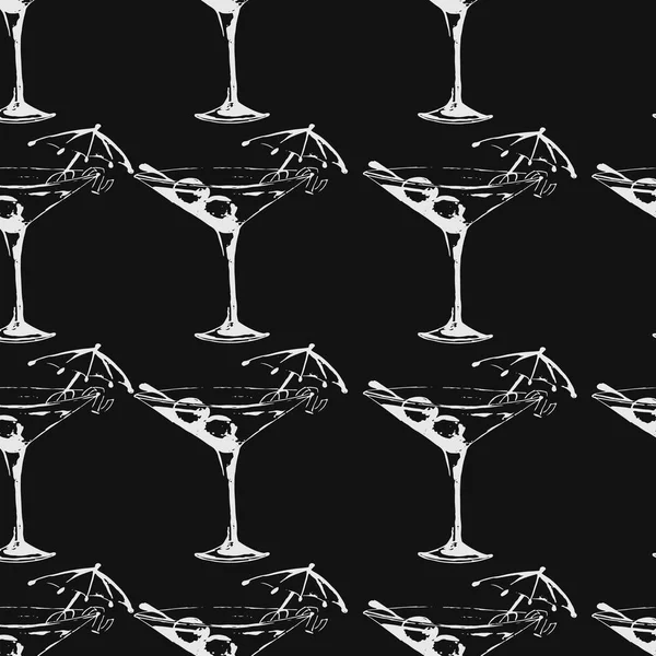 Silhouettes de verres Martini aux olives . — Image vectorielle