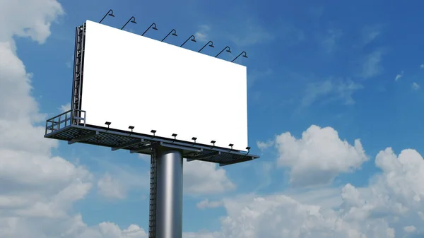 Mockup Large billboard or poster displayed on the outdoor against the blue sky background. 3D rendering. Cilpping path.