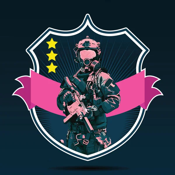 Logo Bras Police Vectorieltir Tactique Police Armée Militaire Préparant Tirer — Image vectorielle