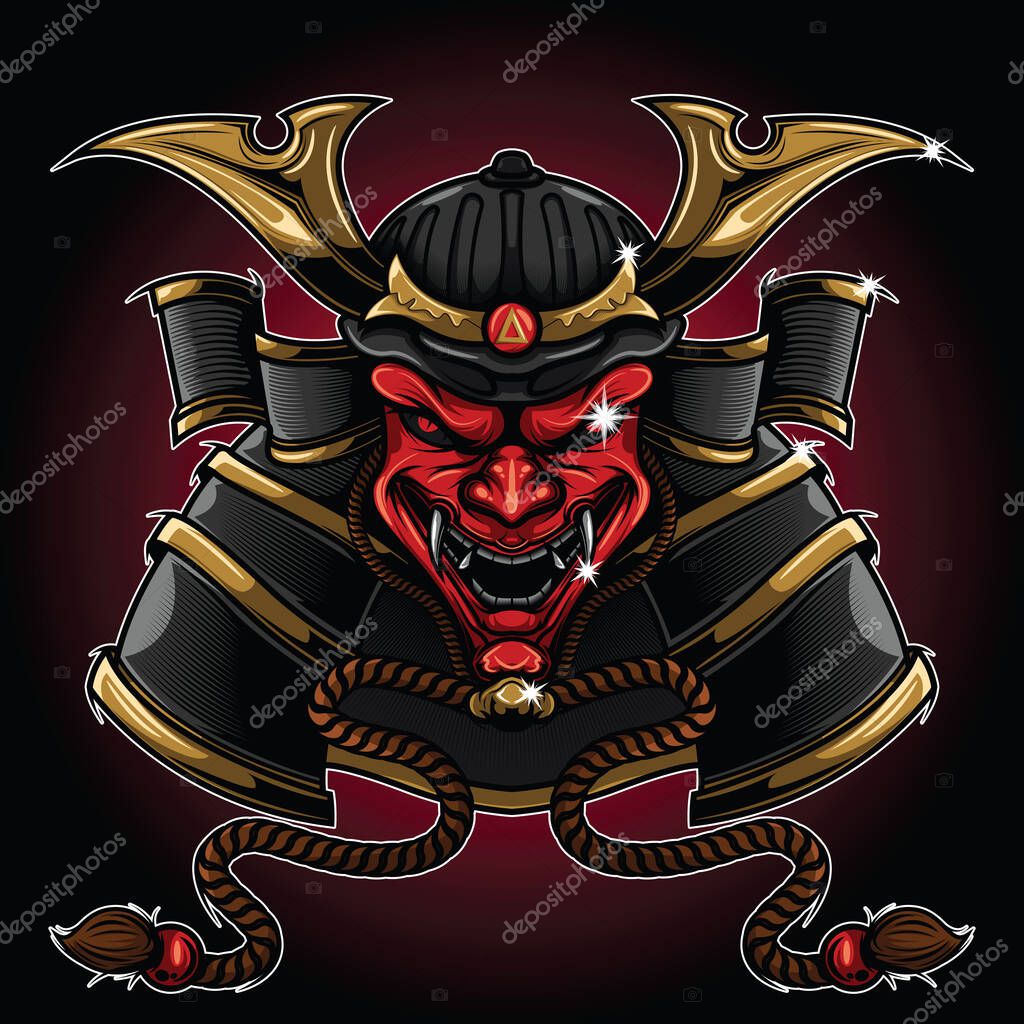 Maschera Samurai Giapponese Tattoo Design Concept - Vettoriale Stock di  ©arrat.darkyugi@gmail.com 395118594