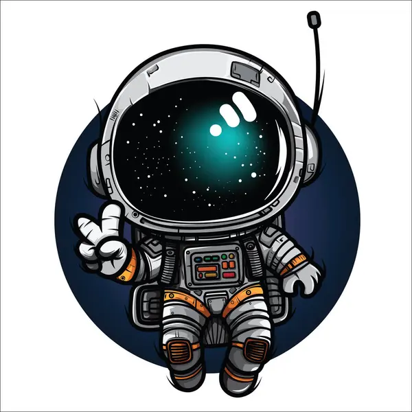 Cute Astronaut Cartoon Street Art Vector — Stock Vector