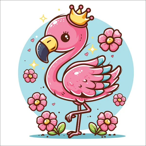 Söt Tecknad Shibi Flamingo Karaktär — Stock vektor