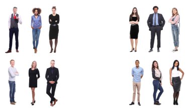 Beyaz arka planda farklı kişiler kümesi