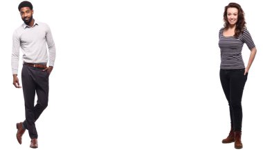 ırklararası çift beyaz arka plan üzerinde